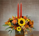 Fall Candle Centerpiece Wooden Cube