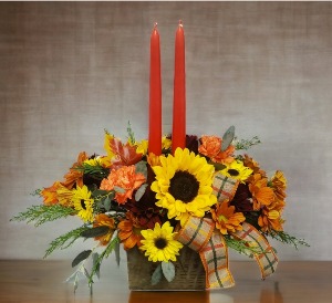 Fall Candle Centerpiece Wooden Cube