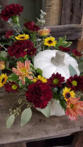 Fall White Pumpkin Fresh Arrangement