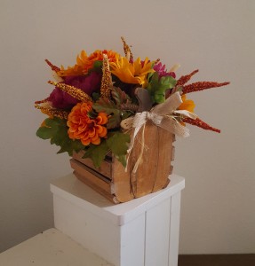 Fall Wood Pumpkin Silk arrangement