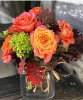 Falling Up Roses Vased arrangement