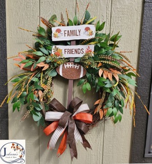 Family-Friends-Football Grapevine Wreath 