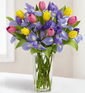 Fanciful Tulips & Iris Arrangement