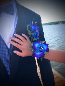 wrist corsage blue
