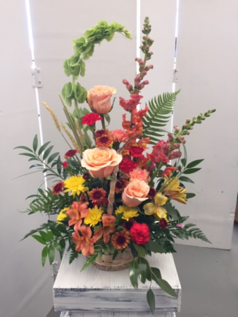 Autumn Spice Basket Floral Oasis Arrangement