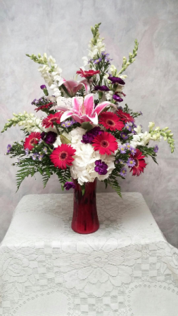 Fantasy Pinks Mixed Flowers Funeral Vase In Kenton Oh Blossom