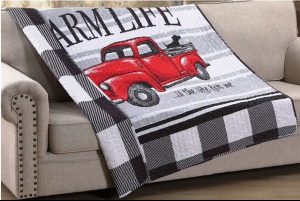 Farm Life - Red Truck 50"x 60" Quilted Throw