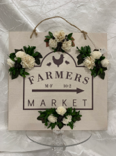 Farmers Market with Wood Flowers 