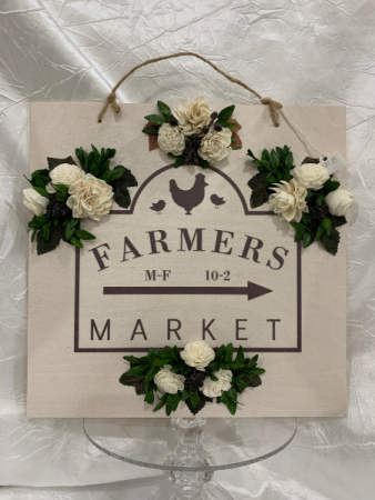 Farmers Market with Wood Flowers