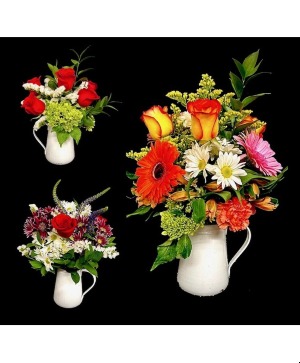 Farmhouse One-of-a-kind Floral Mix with Enamel Pitcher