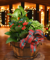 Farmstead Holiday Barrel Plant Basket