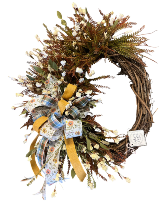 GRAPEVINE FALL WREATH & HANDCRAFTED BOW - 25 IN. W SILK WREATH WITH BOW 