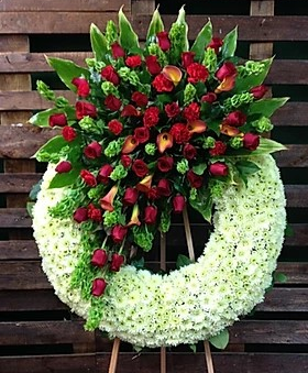 FW 1 50" WREATH W/RED ROSE CLUSTER. WAS $350-NOW $200