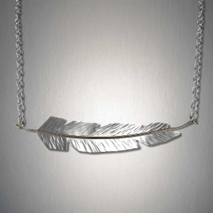 Feather Necklace  Sterling Silver and 14kt Gold