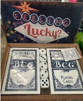 FEELING LUCKY CARD/DICE GAME IN WOODEN BOX