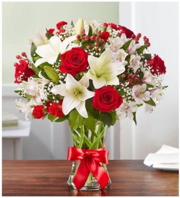 Feilds of Europe Bliss Valentine's Day traditional red and white flowers vased in Elyria, OH | PUFFER'S FLORAL SHOPPE, INC.