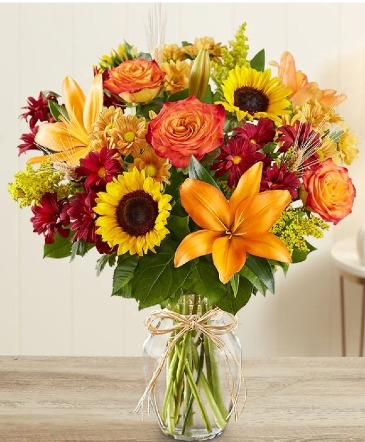 Feilds of Europe Fall Vase of mixed fall flowers in Elyria, OH | PUFFER'S FLORAL SHOPPE, INC.