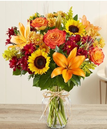 Feilds of Europe Fall Vase of mixed fall flowers