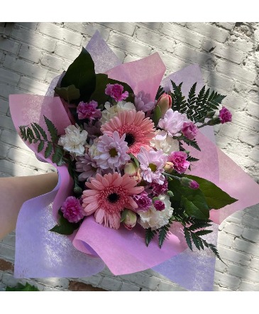 Feminine Pastels Bouquet Cut & Wrapped Bouquet in Lakefield, ON | LAKEFIELD FLOWERS & GIFTS