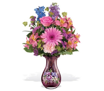 Fenton Painted Vase florial arrangement