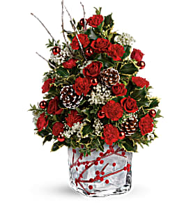 Festive Berries and Holly Tree Winter arrangement