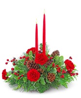 Festive Candles Centerpiece Flower Arrangement