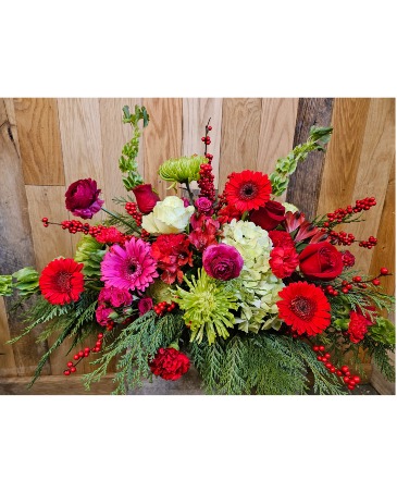 Festive Centerpiece Fresh flowers in Ithaca, NY | BUSINESS IS BLOOMING