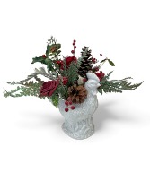 Festive Farmhouse Hen SILK Arrangement 