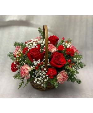 Festive Flora Basket arrangement. 