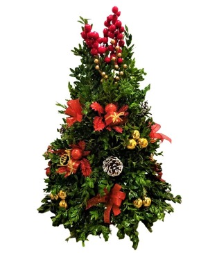 Festive Holiday Boxwood Tree