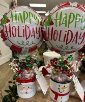 Festive Holiday Mug and Mints Assorted : Santa, Elf, Snowman