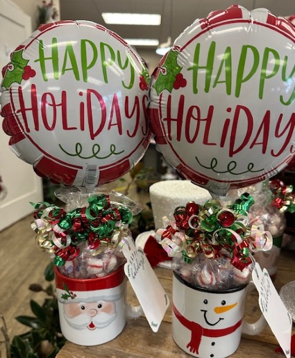 Festive Holiday Mug and Mints Assorted : Santa, Elf, Snowman