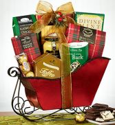 Festive Red Sleigh Gift Basket Gourmet Gift Basket