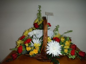 FG Fireside basket with stone Sympathy arrangement in Barnesville, OH | THE FLOWER GARDENS FG Fireside basket with stone Sympathy arrangement in Barnesville, OH | THE FLOWER GARDENS