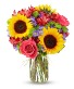 Fields of Gold Mason Jar Sunflowers and Roses 