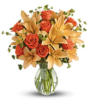 Fiery Lily and Rose assorted flowers