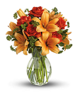 Fiery Lily and Rose Bouquet 