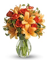 Fiery Lily and Rose Vase