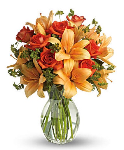 Fiery Lily and Rose Vase
