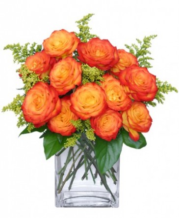 Fiery Love Vase of 'Circus' Roses in Edmonton, AB | PETALS ON THE TRAIL