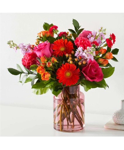 Fiesta Bouquet - Blush Vase assorted flowers