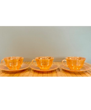 Fire King Peach Luster Teacups  Vintage