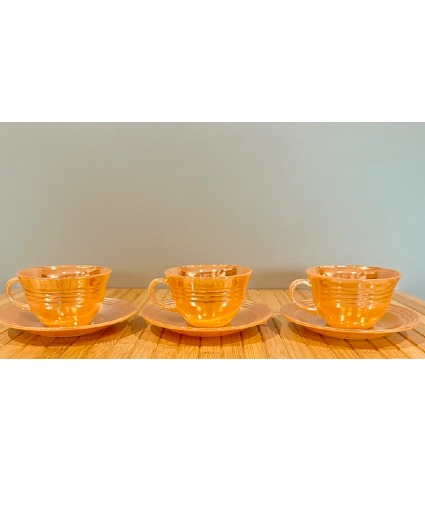 Fire King Peach Luster Teacups  Vintage