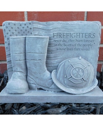 Firefighter Sympathy Stone Cement Firefighter stone. Plain or w/flowers