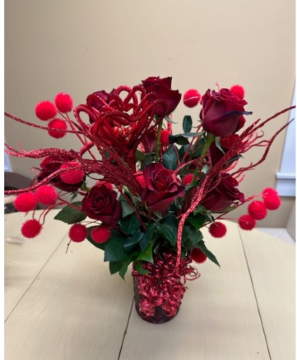 Glamin' Hot Red Roses  Vase Arrangement