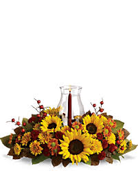 Flaming Foliage Arrangement with candle and globe