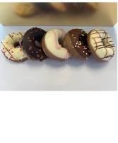Flanders Collection Donut chocolates Dozen assorted  donuts in golden luxury box 