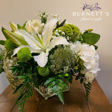 Fleur Blanche Vase Arrangement in Kelowna, BC | Burnett's Florist