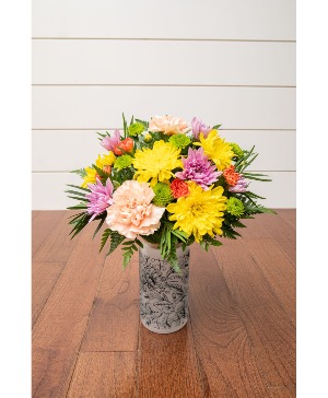 Floral and Glass Tumbler Fresh Arrangement