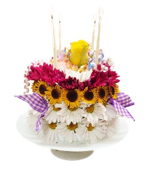 Floral Birthday Cake Arrangement 